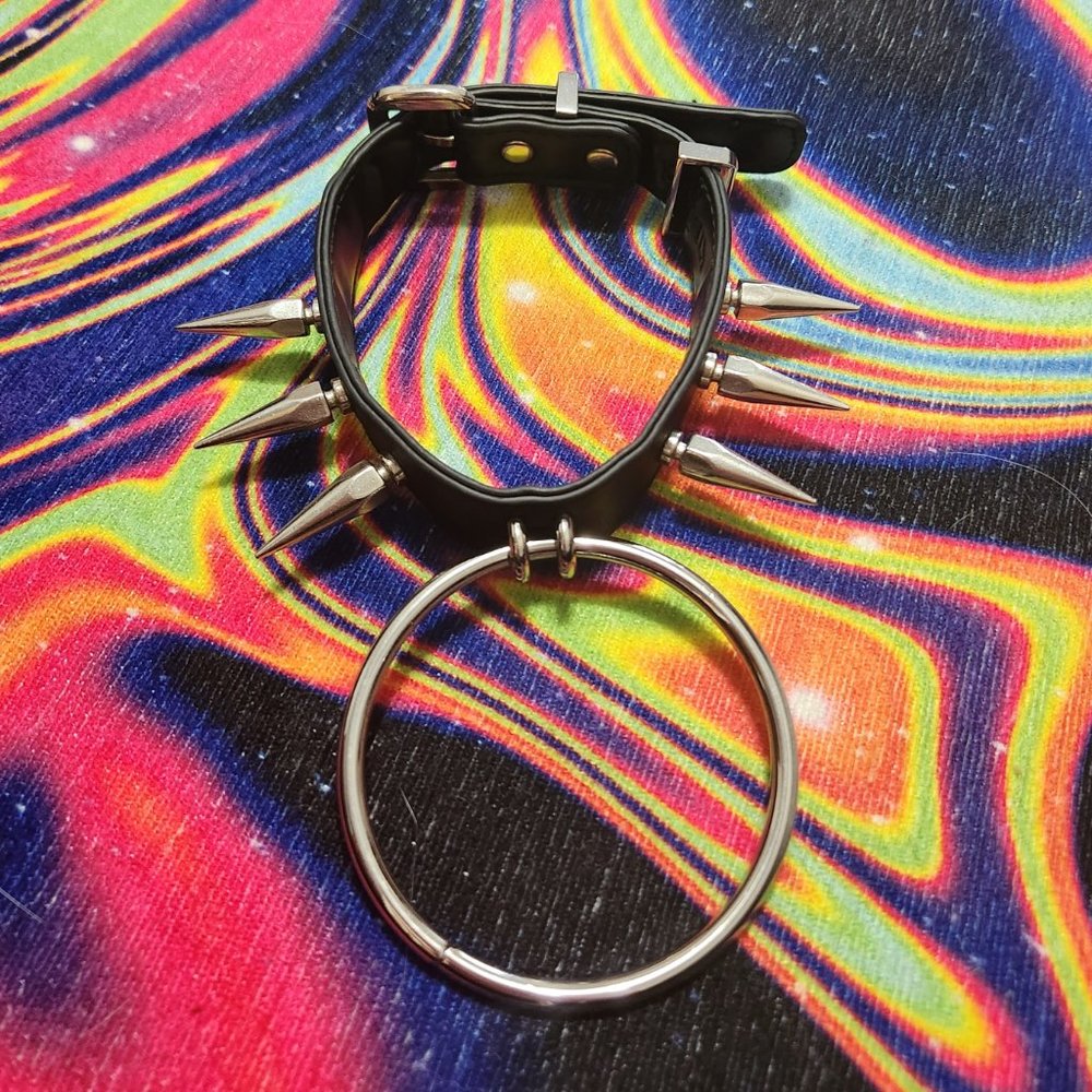 Killstar Black Vegan Faux Leather O-Ring Spiked Collar